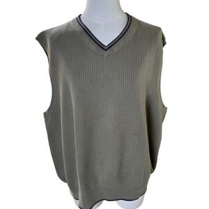 Tommy Hilfiger Golf Sweater Vest XL Green Cotton V‎ Neck Knit Preppy Y2K
